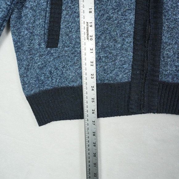 YeoKou Mens Cashmere Wool Blend Full Zip Cardigan Sweater Blue Plaid Lined XL - Picture 7 of 10